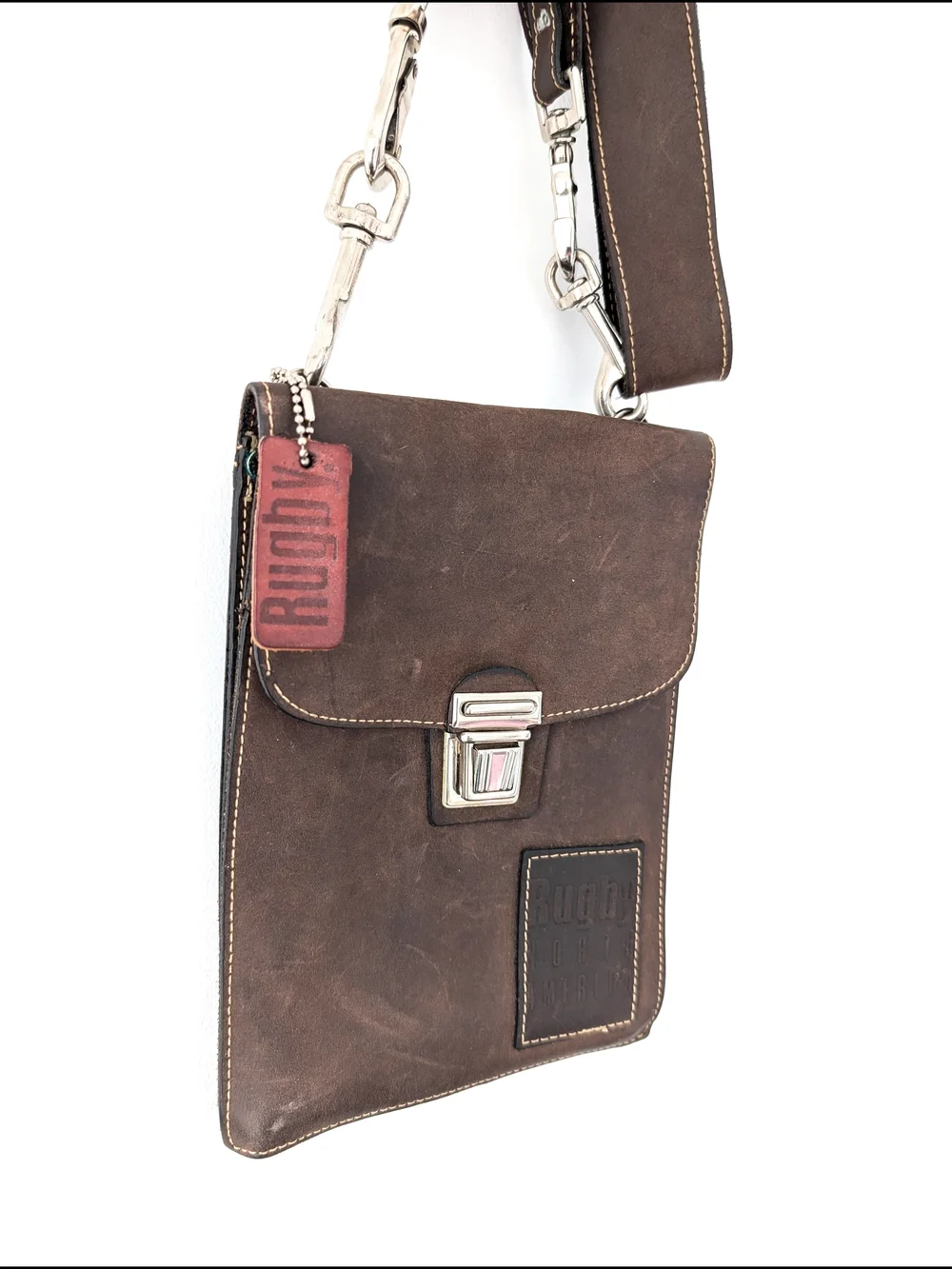 Vintage Rugby North America Leather Crossbody – Heritage Minimalist Satchel - Picture 4 of 10